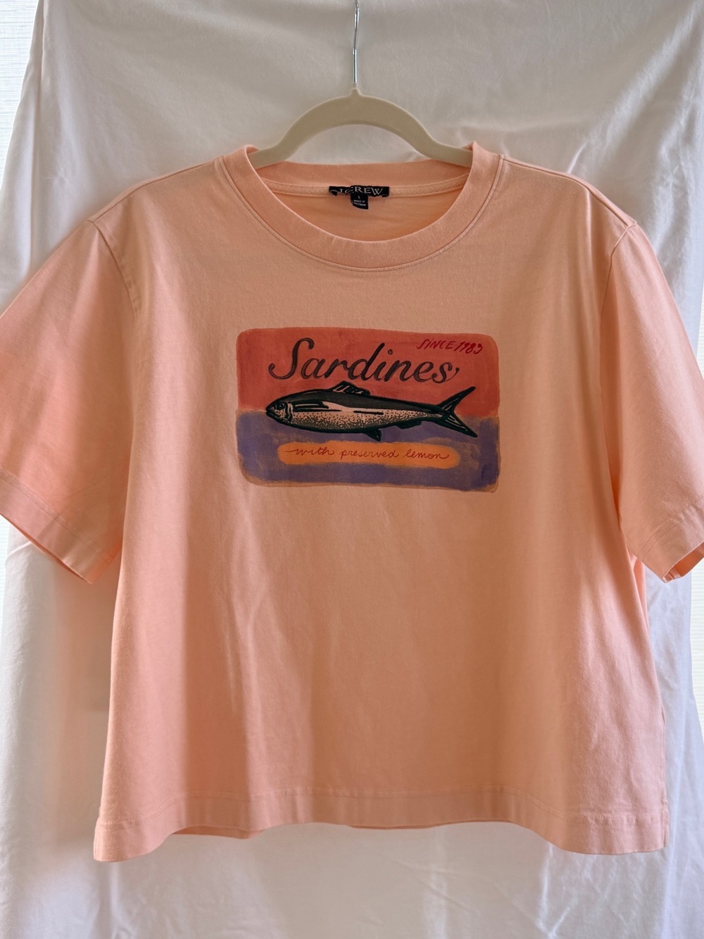 J. Crew Peach Graphic Sardines Tee